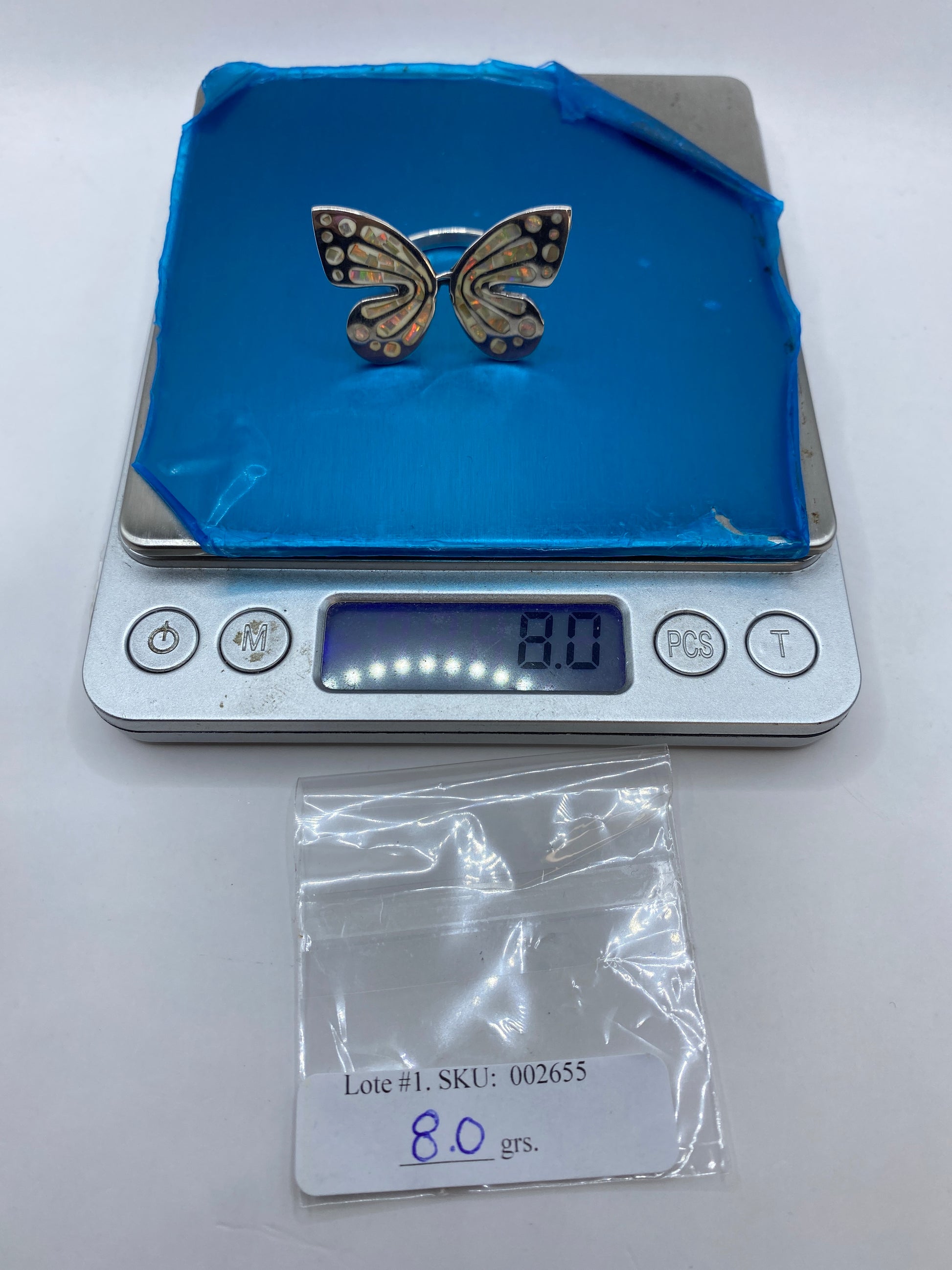 Anillo de Plata Mariposa Ópalo de Fuego — .950 Solitario — foto 6