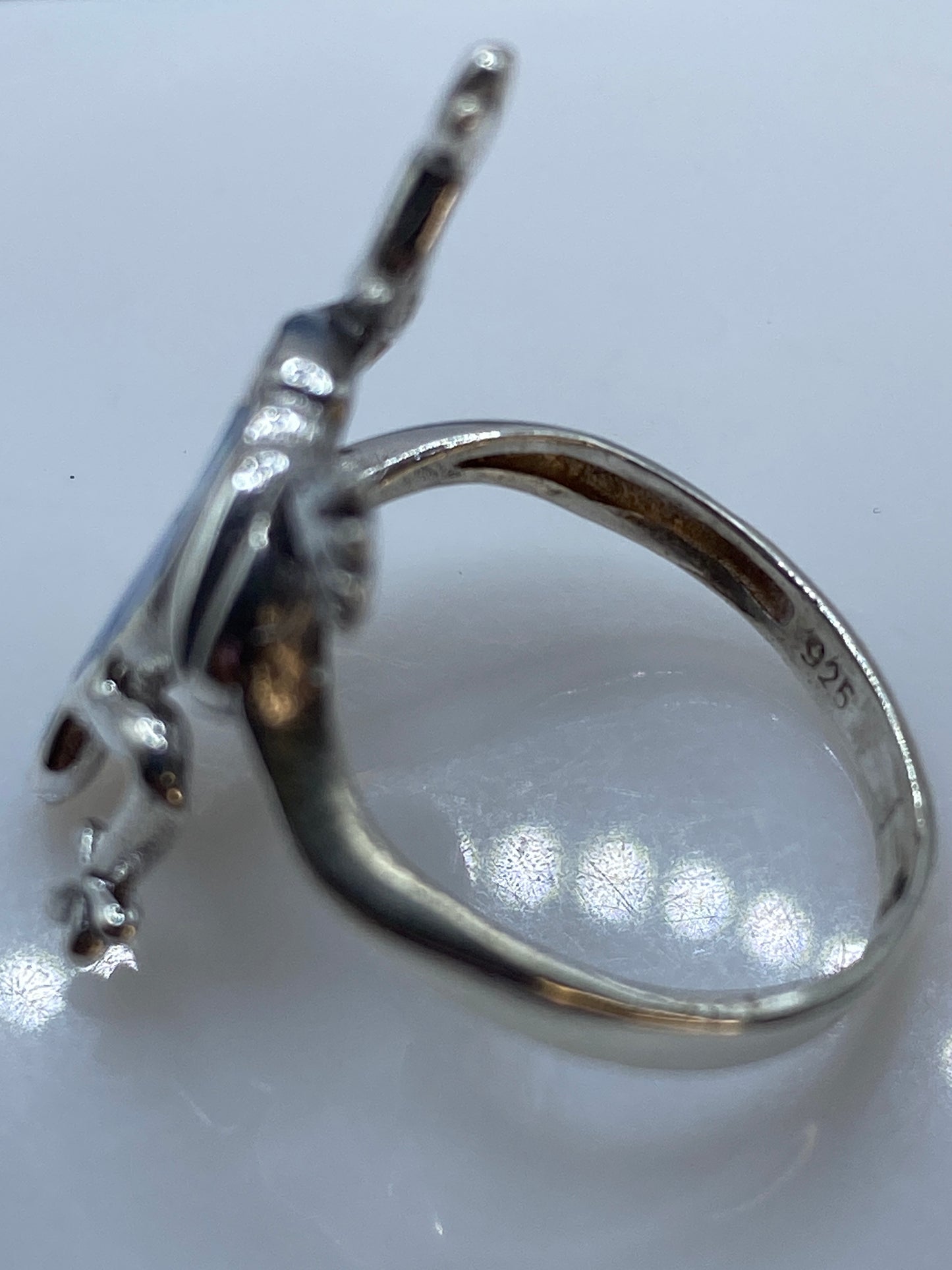 Anillo Rana de Plata con Ópalo de Fuego Azul — Diseño Étnico — foto 5