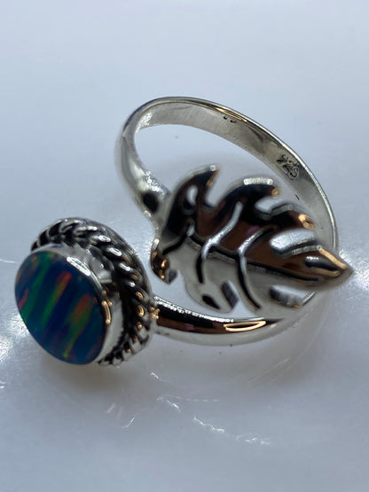 Anillo Ajustable Plata Ópalo de Fuego Azul Étnico — foto 5