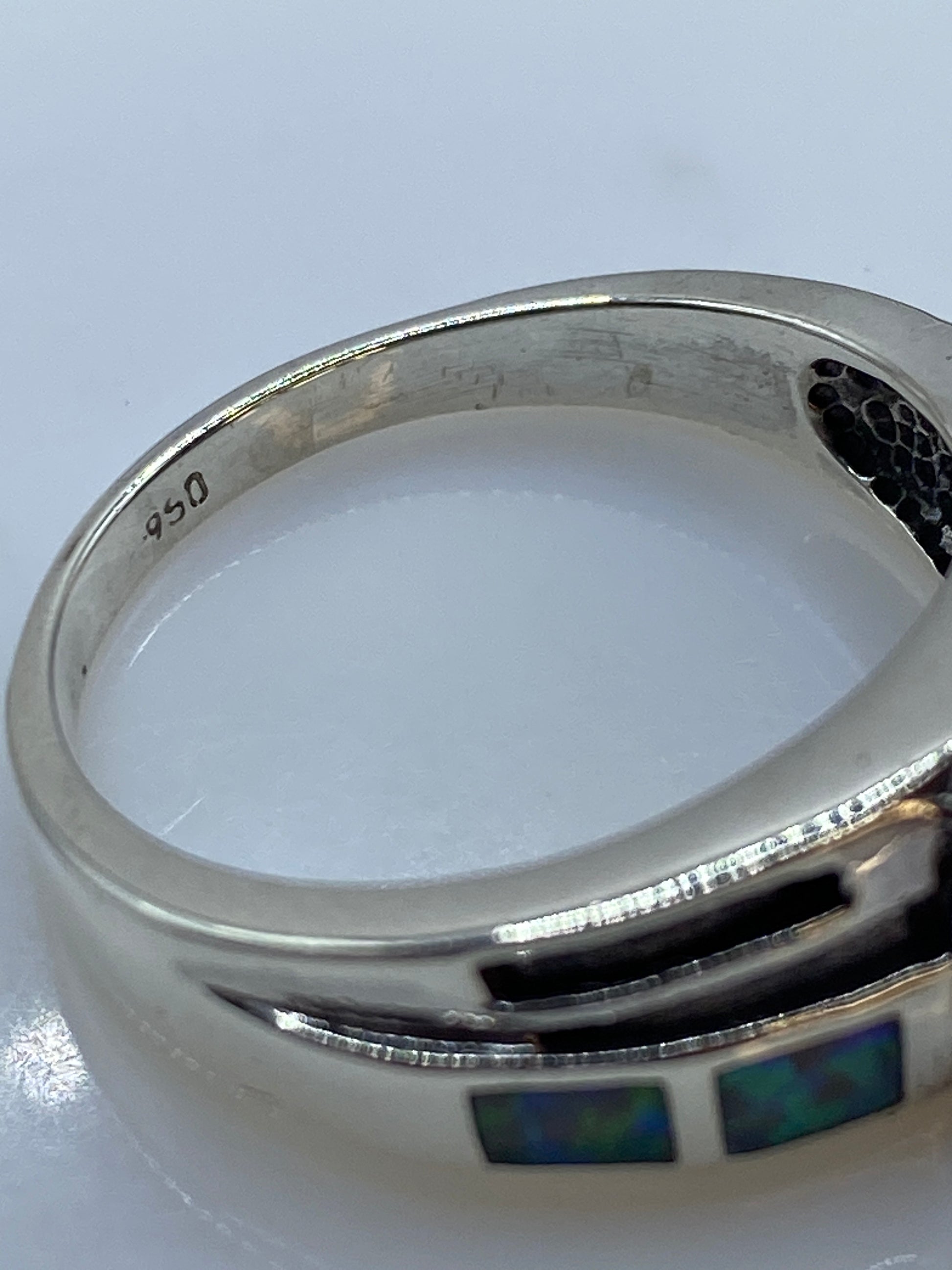 Anillo de Plata Ópalo de Fuego Multicolor — Solitario Moderno — foto 5