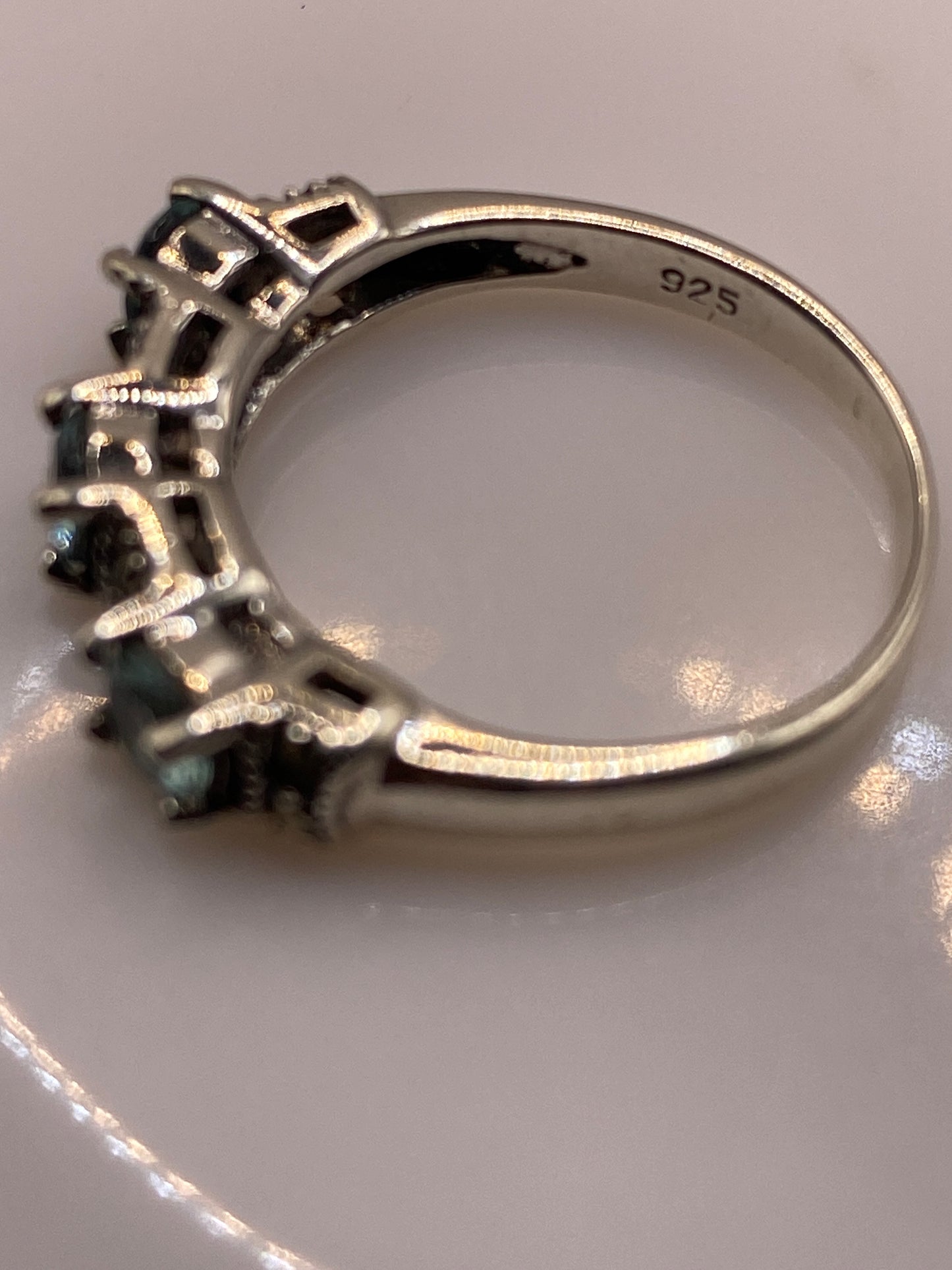 Anillo de Plata Circonia Azul — Solitario Minimalista — foto 5