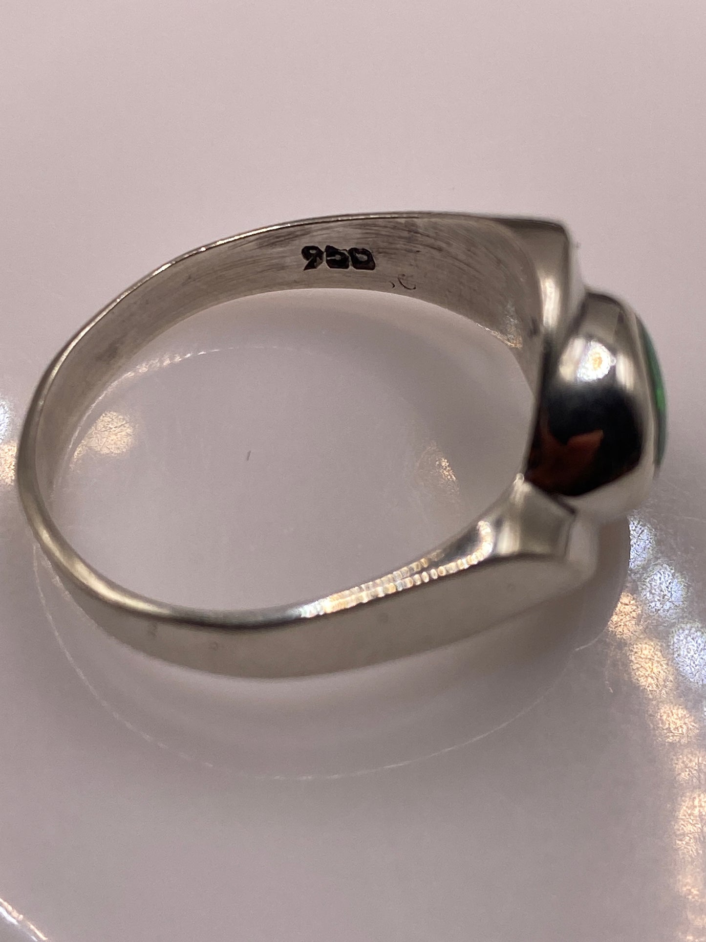 Anillo de Plata Ópalo de Fuego Verde — Solitario Moderno — foto 5