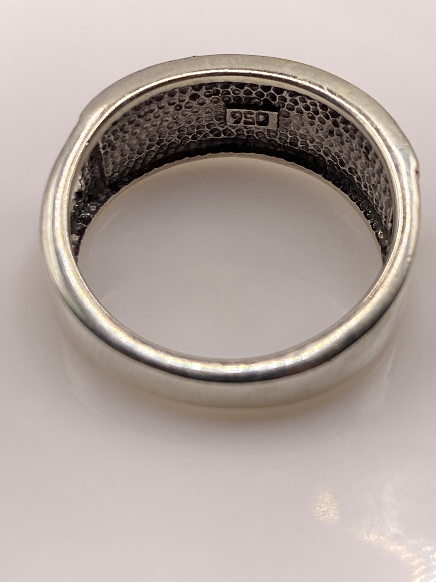 Anillo de Plata .950 Ópalo de Fuego Azul — Diseño Geométrico — foto 5