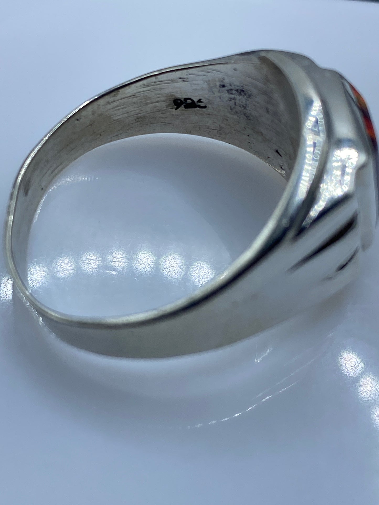 Anillo Ópalo de Fuego Plata .925 — Geométrico Hombre — foto 5