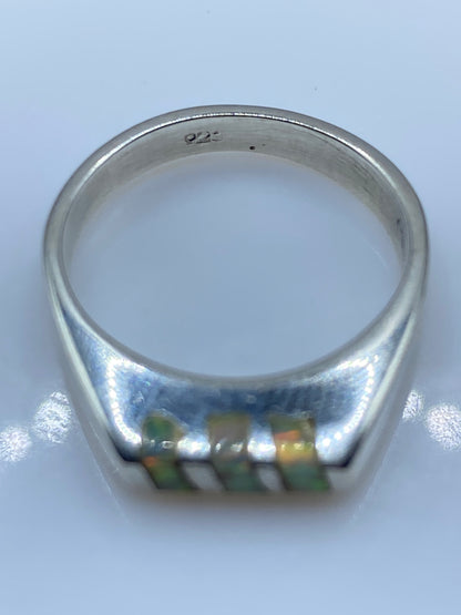 Anillo de Plata Ópalo de Fuego Multicolor — Unisex Taxco — foto 5