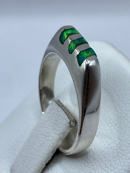 Anillo en dedo unisex con efecto óptico del ópalo de fuego verde limón