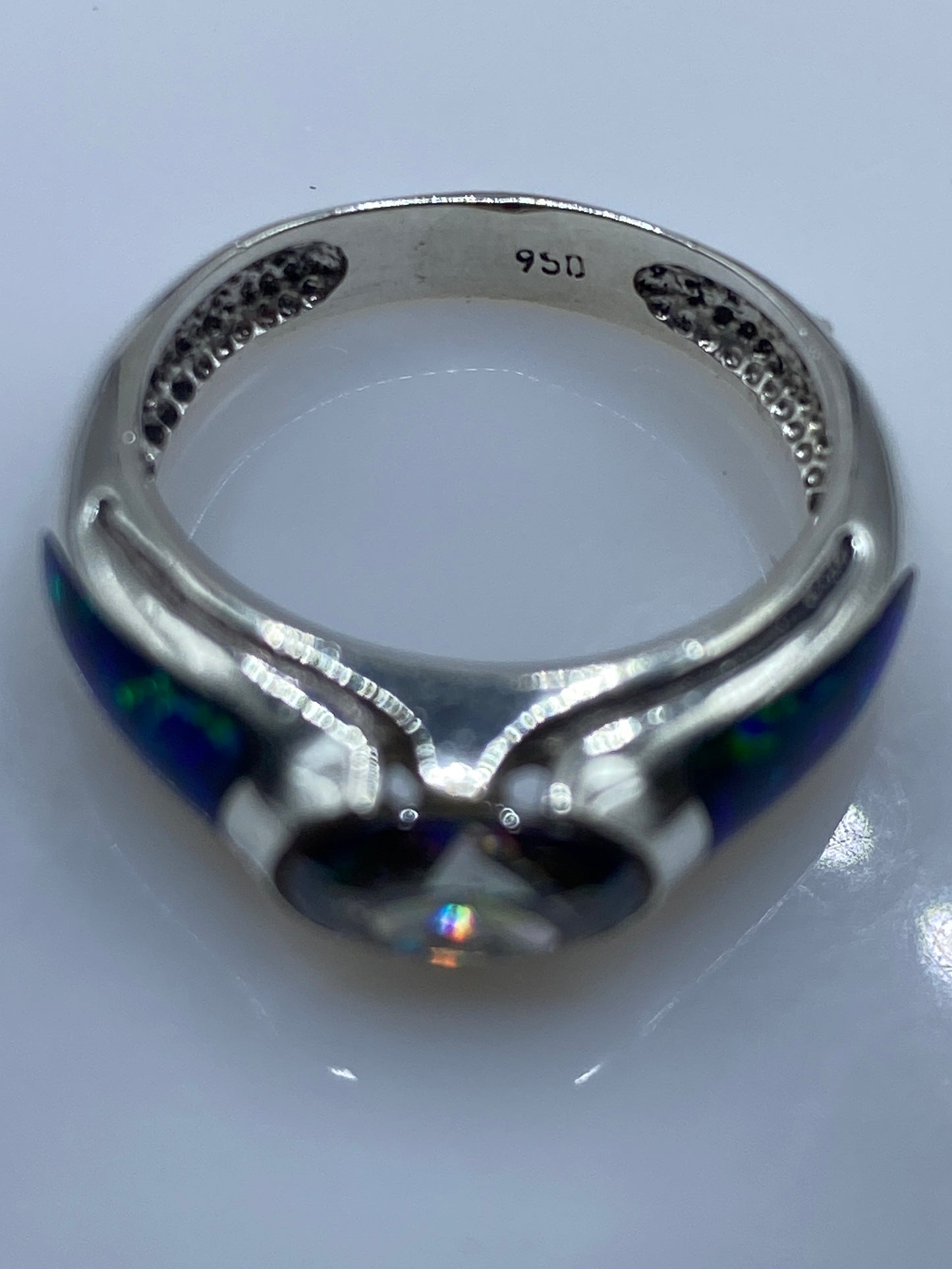 Anillo de Plata .950 Circonia Multicolor — Diseño Unisex Moderno — foto 5