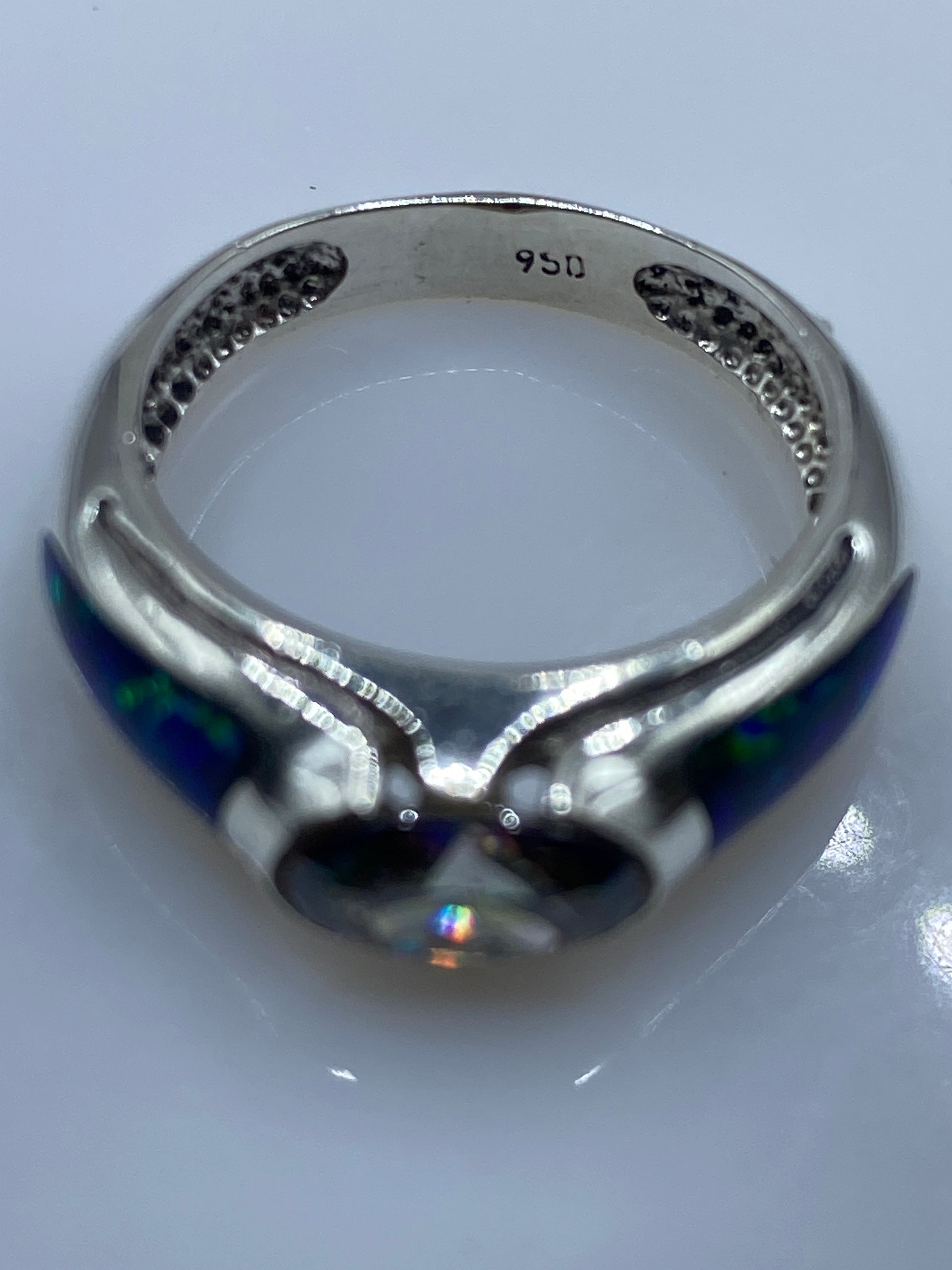 Anillo de Plata .950 Circonia Multicolor — Diseño Unisex Moderno — foto 5