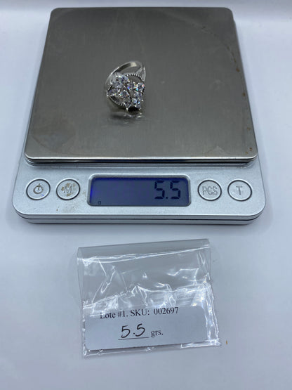 Anillo de Plata Escultórico con Circonias Blancas — Coctel Brillante — foto 6
