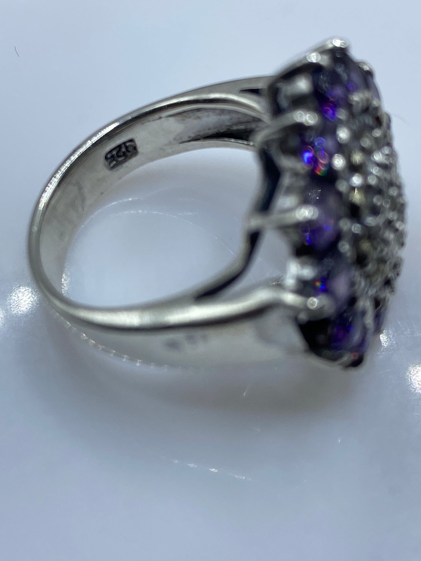 Anillo Plata Morado Racimo Circonia — Coctel Brillante — foto 5