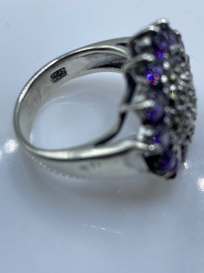 Anillo Plata Morado Racimo Circonia — Coctel Brillante — foto 5