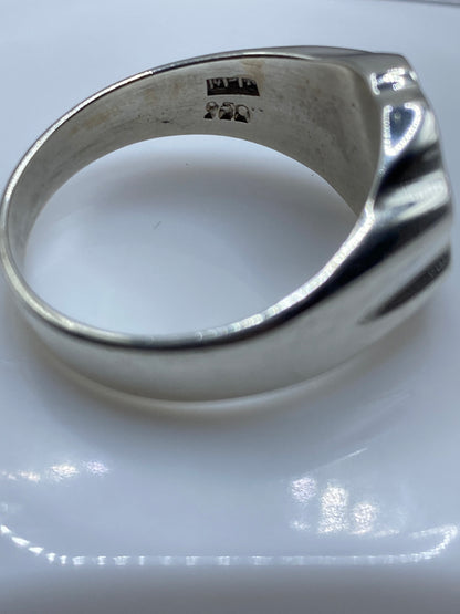 Anillo de Plata .950 Ópalo de Fuego Verde — Masivo Geométrico — foto 5
