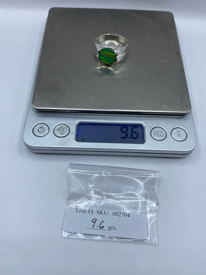 Anillo de Plata .950 Ópalo de Fuego Verde — Masivo Geométrico — foto 6