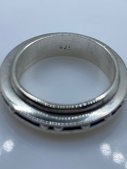 Anillo Plata Circonia Azul — Banda Lisa Minimalista — foto 5