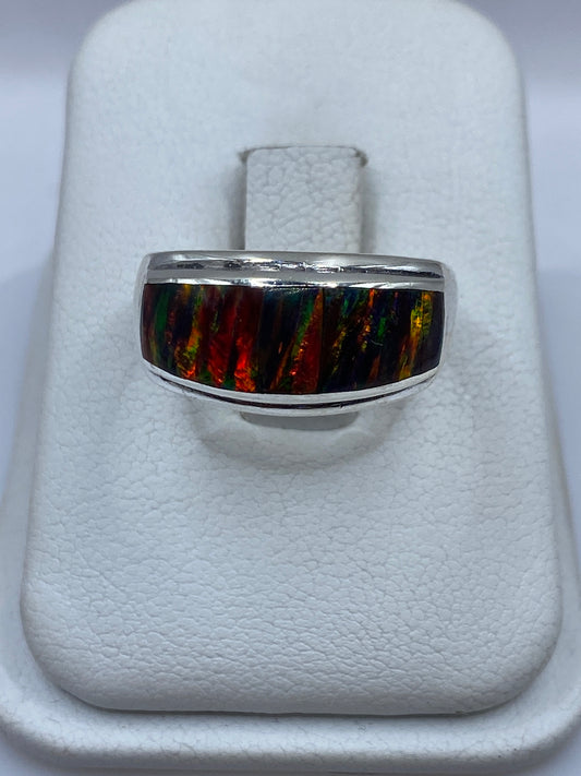 Anillo de Plata Ópalo de Fuego Multicolor — Unisex Taxco — foto 1