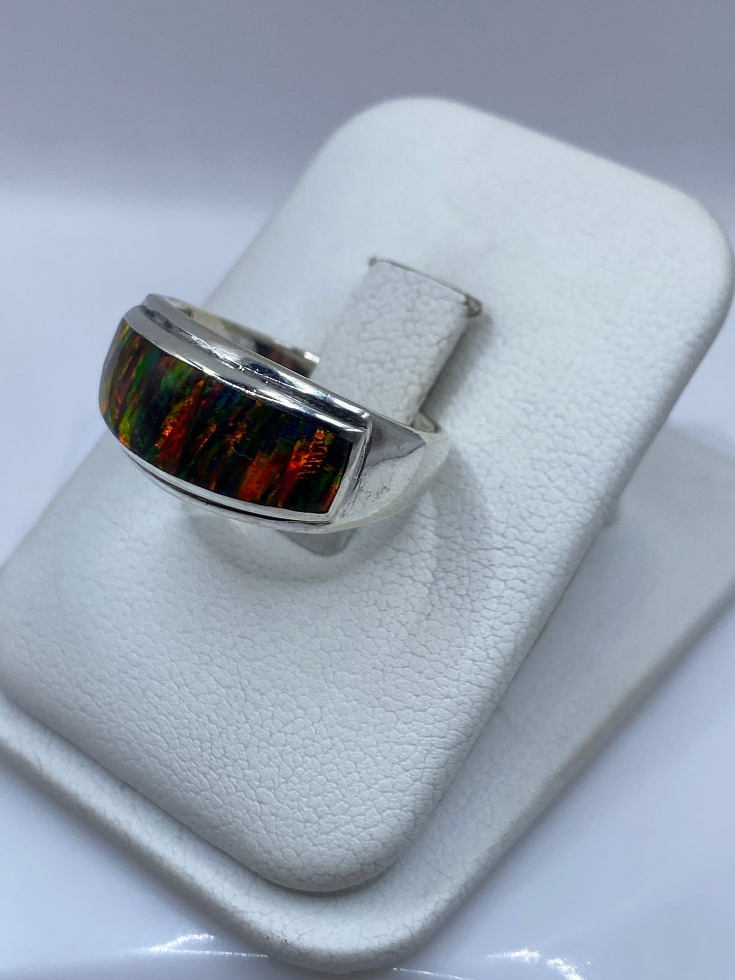 Anillo de Plata Ópalo de Fuego Multicolor — Unisex Taxco — foto 2