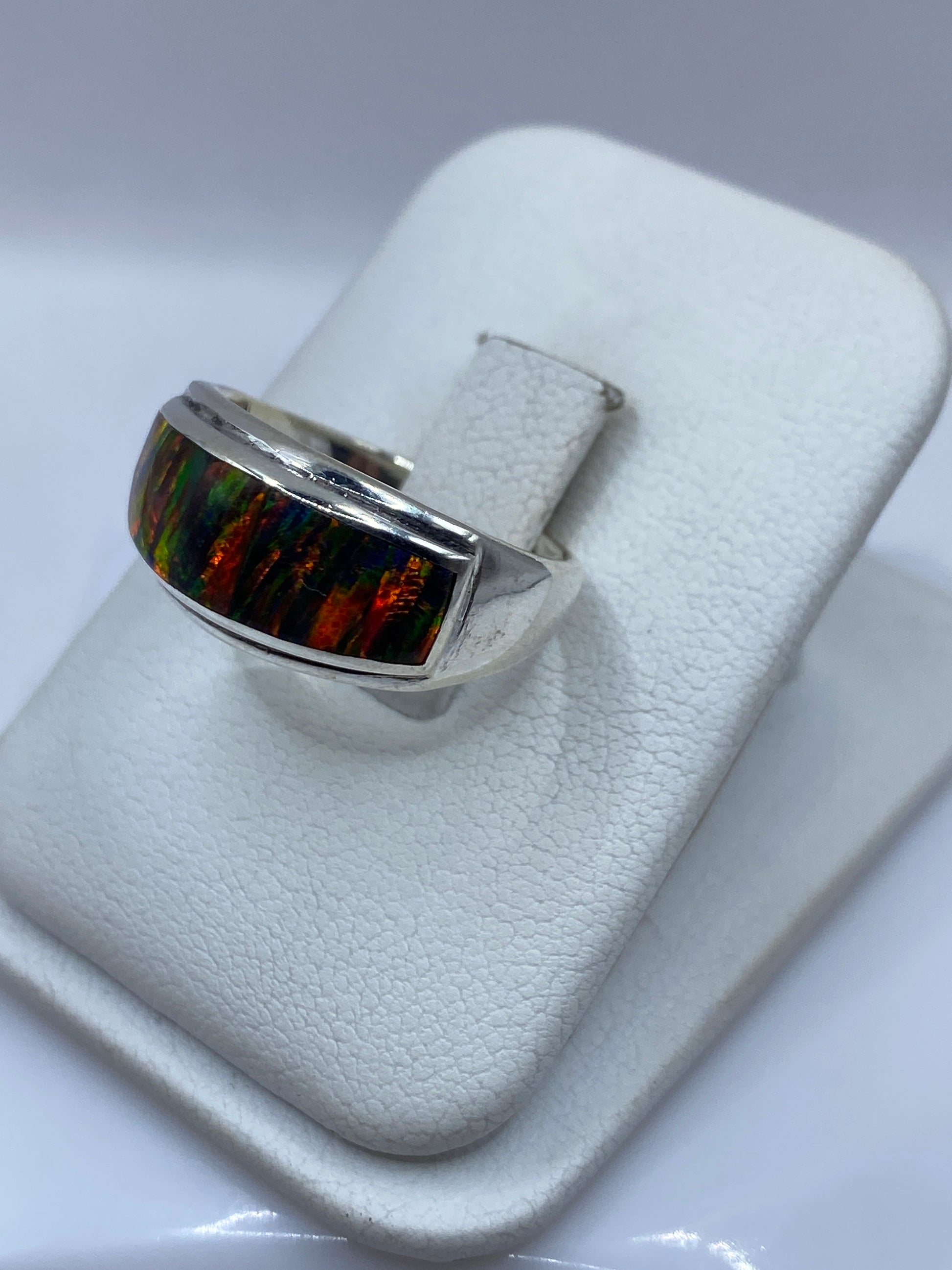 Anillo de Plata Ópalo de Fuego Multicolor — Unisex Taxco — foto 2