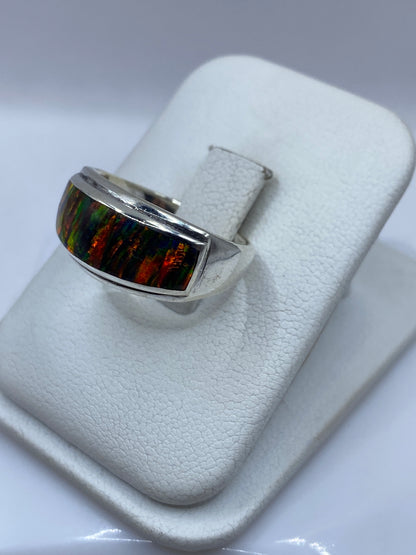 Anillo de Plata Ópalo de Fuego Multicolor — Unisex Taxco — foto 2
