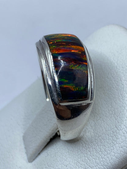 Anillo de Plata Ópalo de Fuego Multicolor — Unisex Taxco — foto 3