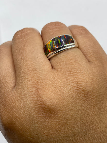 Anillo de Plata Ópalo de Fuego Multicolor — Unisex Taxco — foto 4