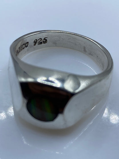 Anillo Signet de Plata con Ópalo de Fuego Multicolor — foto 5