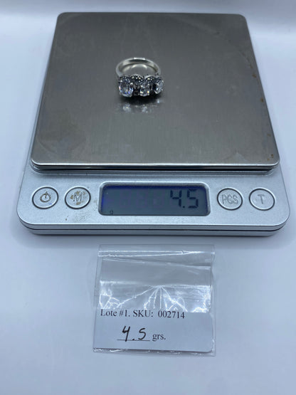 Anillo de Plata Trinomio Circonia Blanca — Elegancia Geométrica — foto 6
