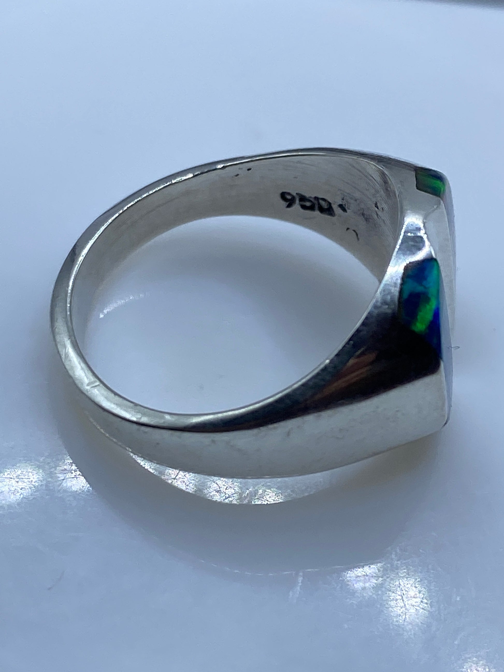 Anillo Ópalo de Fuego Multicolor Plata .950 — Diseño Unisex — foto 5