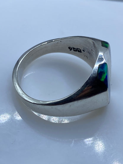 Anillo Ópalo de Fuego Multicolor Plata .950 — Diseño Unisex — foto 5
