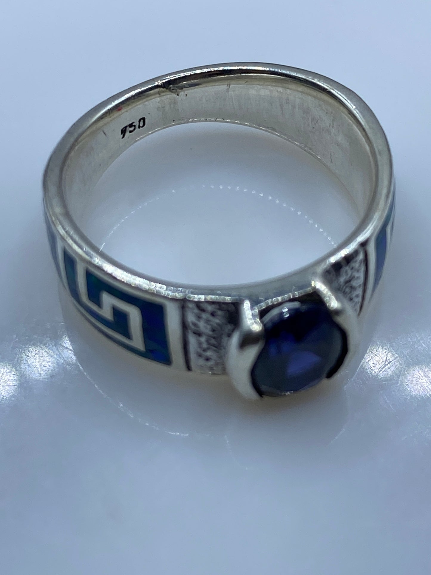 Anillo de Plata Ópalo de Fuego Azul — Solitario Unisex — foto 5