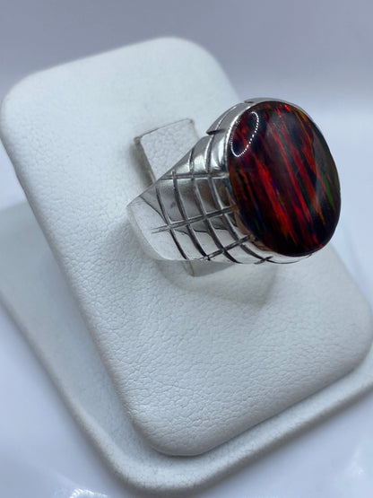 Anillo de Plata Ópalo de Fuego Multicolor — Hombre Taxco .925 — foto 2