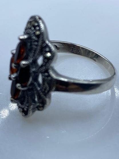Anillo Vintage de Plata y Ámbar — Filigrana Taxco — foto 5