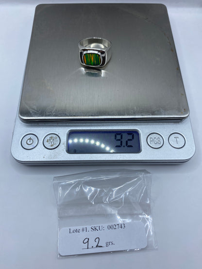 Anillo de Plata .950 con Opalo de Fuego Verde — Solitario — foto 6