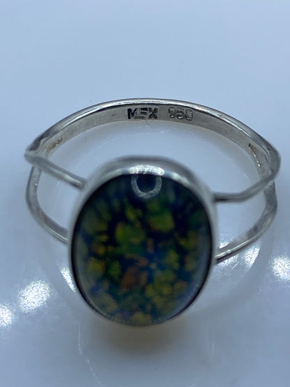 Anillo de Plata Piedra Natural Multicolor — Solitario Envolvente — foto 5