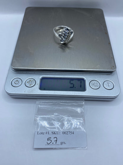 Anillo Plata Circonia Blanca Contemporáneo — Talla 9 — foto 6