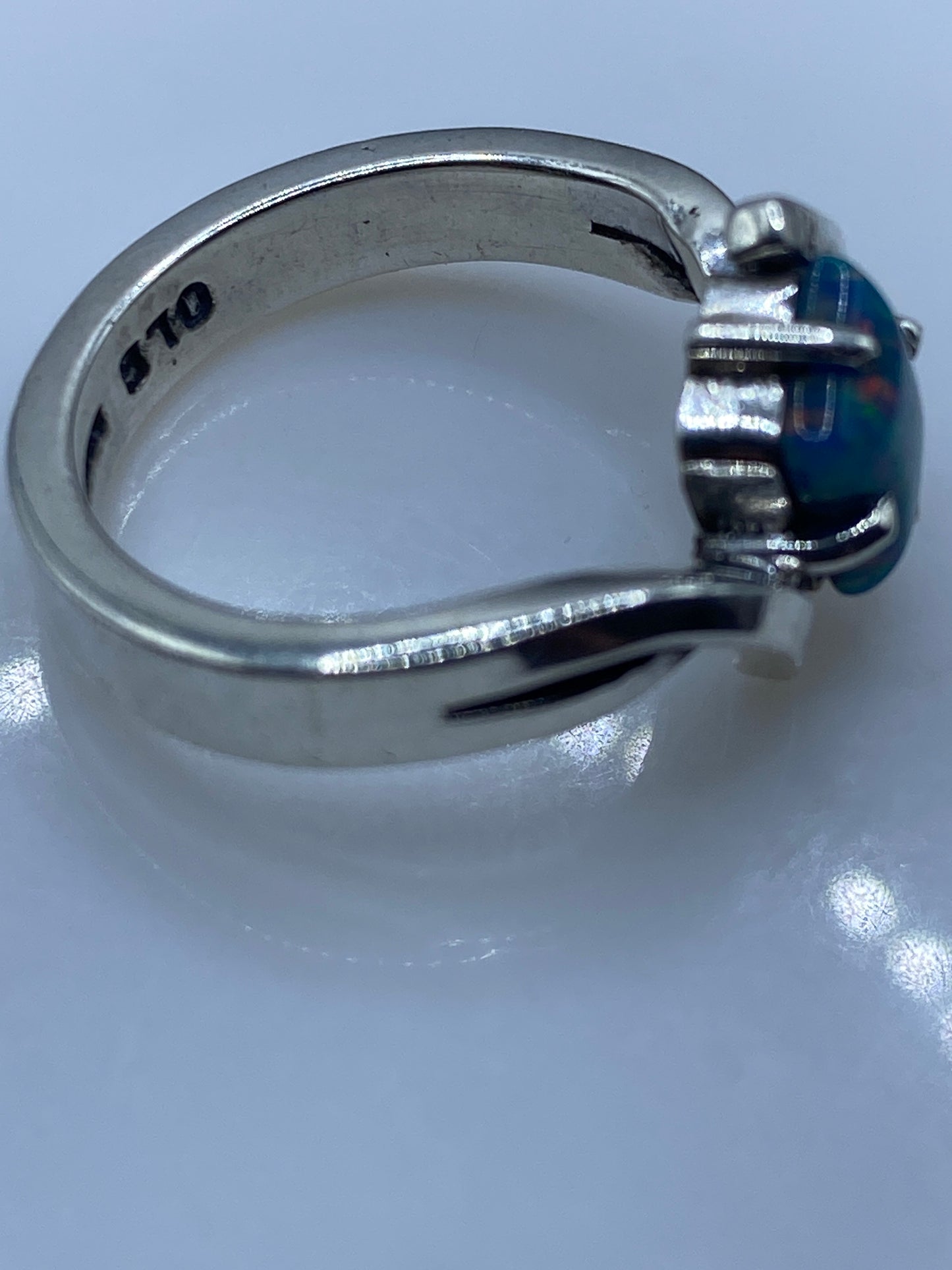 Anillo de Plata Ópalo de Fuego Azul — Solitario — foto 5