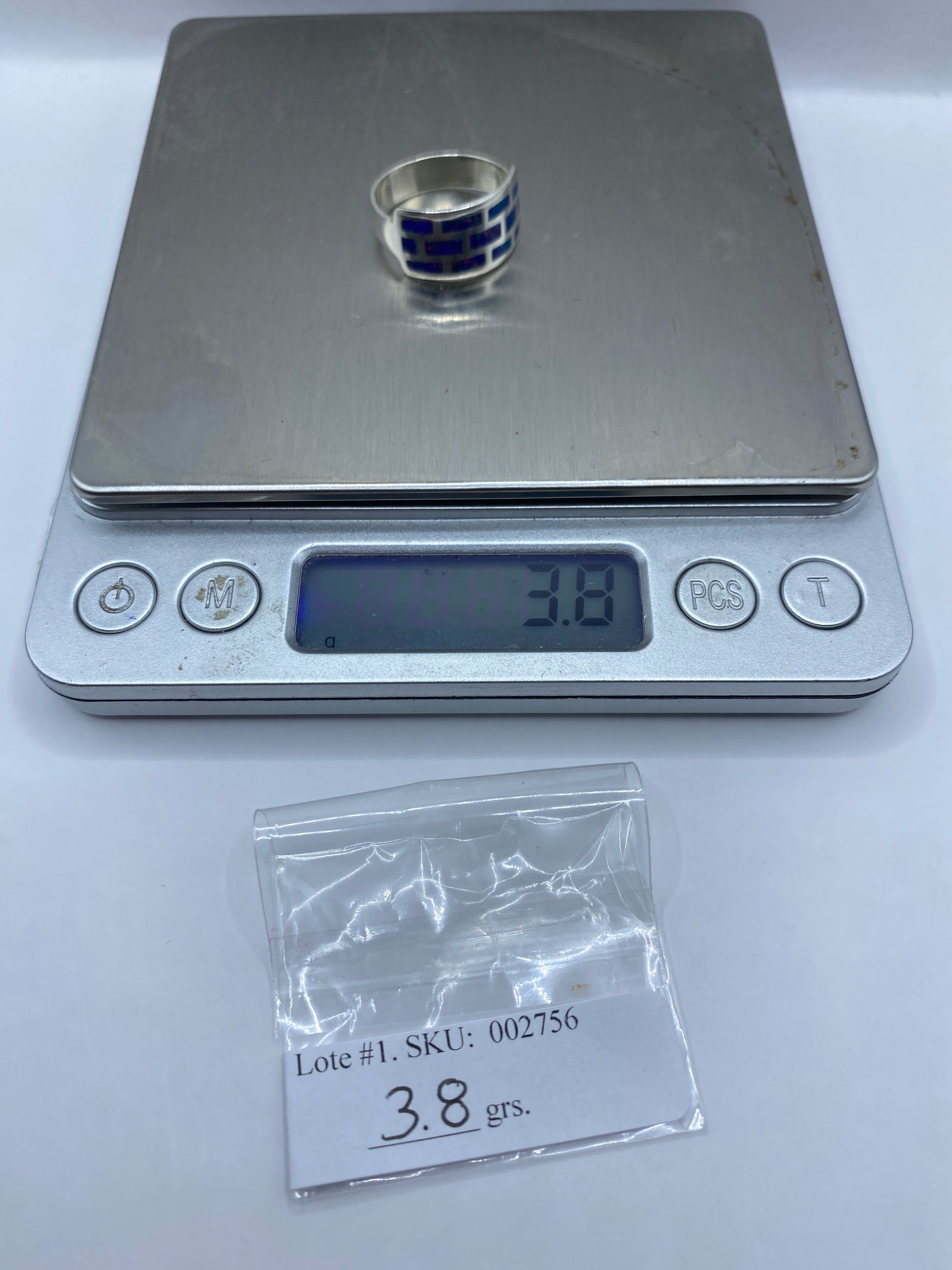 Anillo de Plata Ópalo de Fuego Multicolor — Geométrico Asimétrico — foto 6