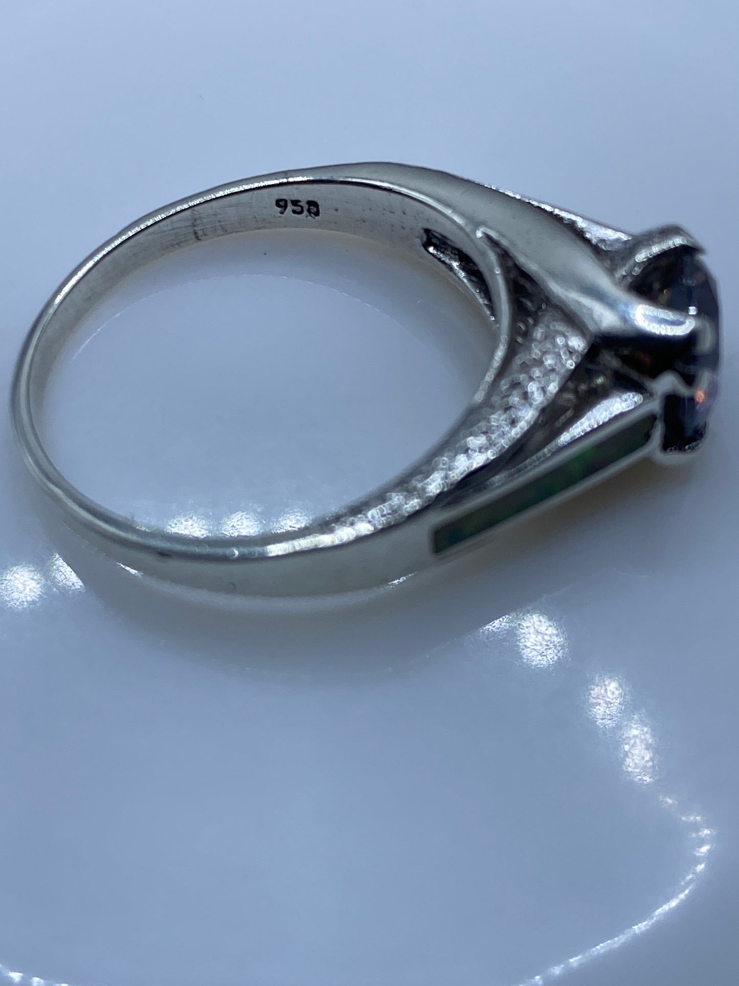 Anillo Solitario Ópalo de Fuego Plata .950 — Multicolor Natural — foto 5