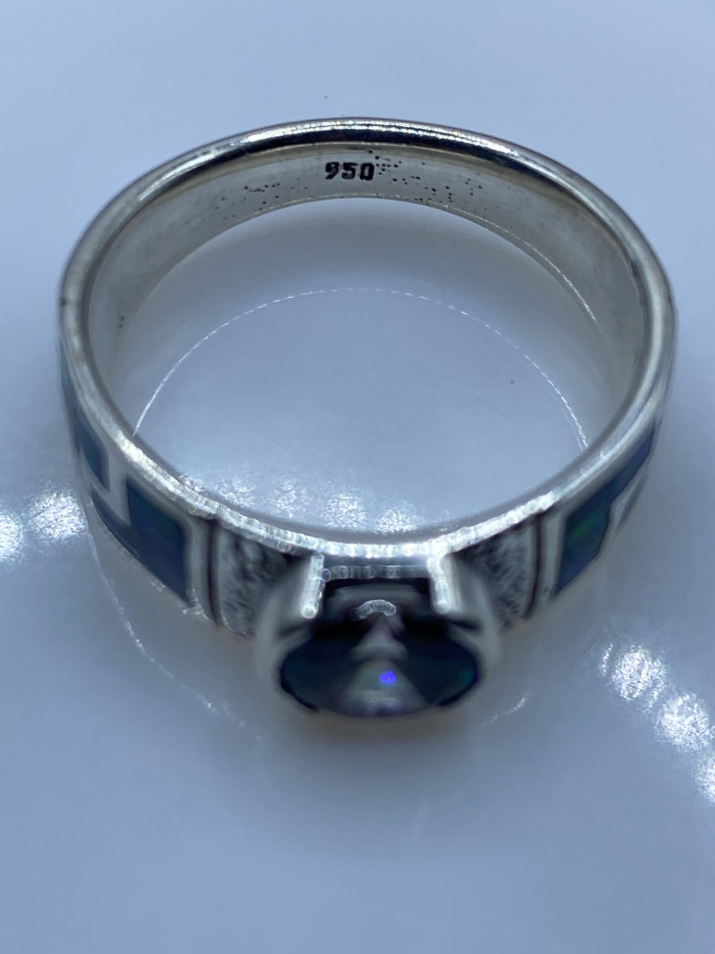Anillo Plata .950 Ópalo de Fuego Multicolor — Geométrico — foto 5