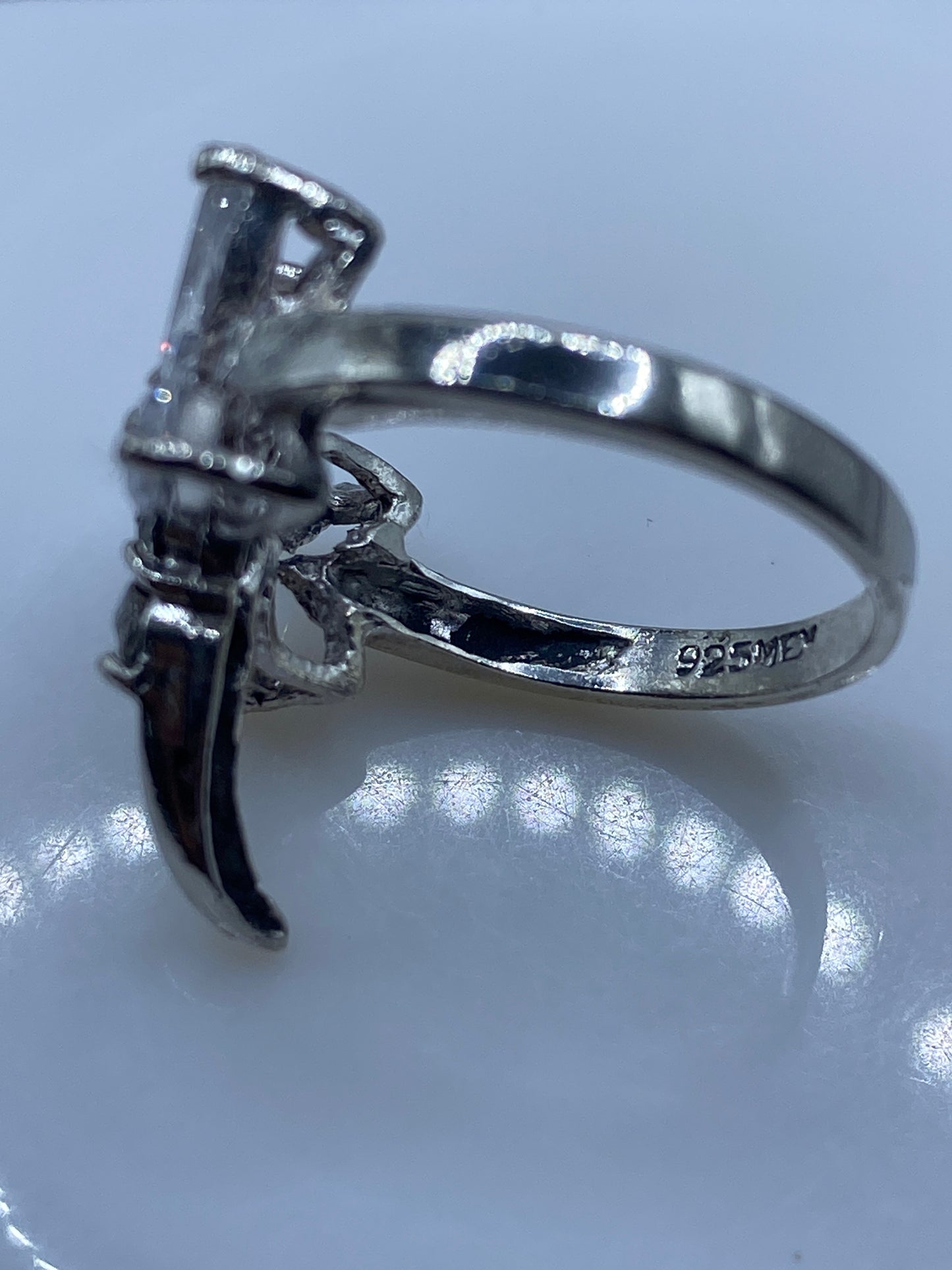 Anillo Floral Plata Circonia Blanca — Solitario Elegante — foto 5