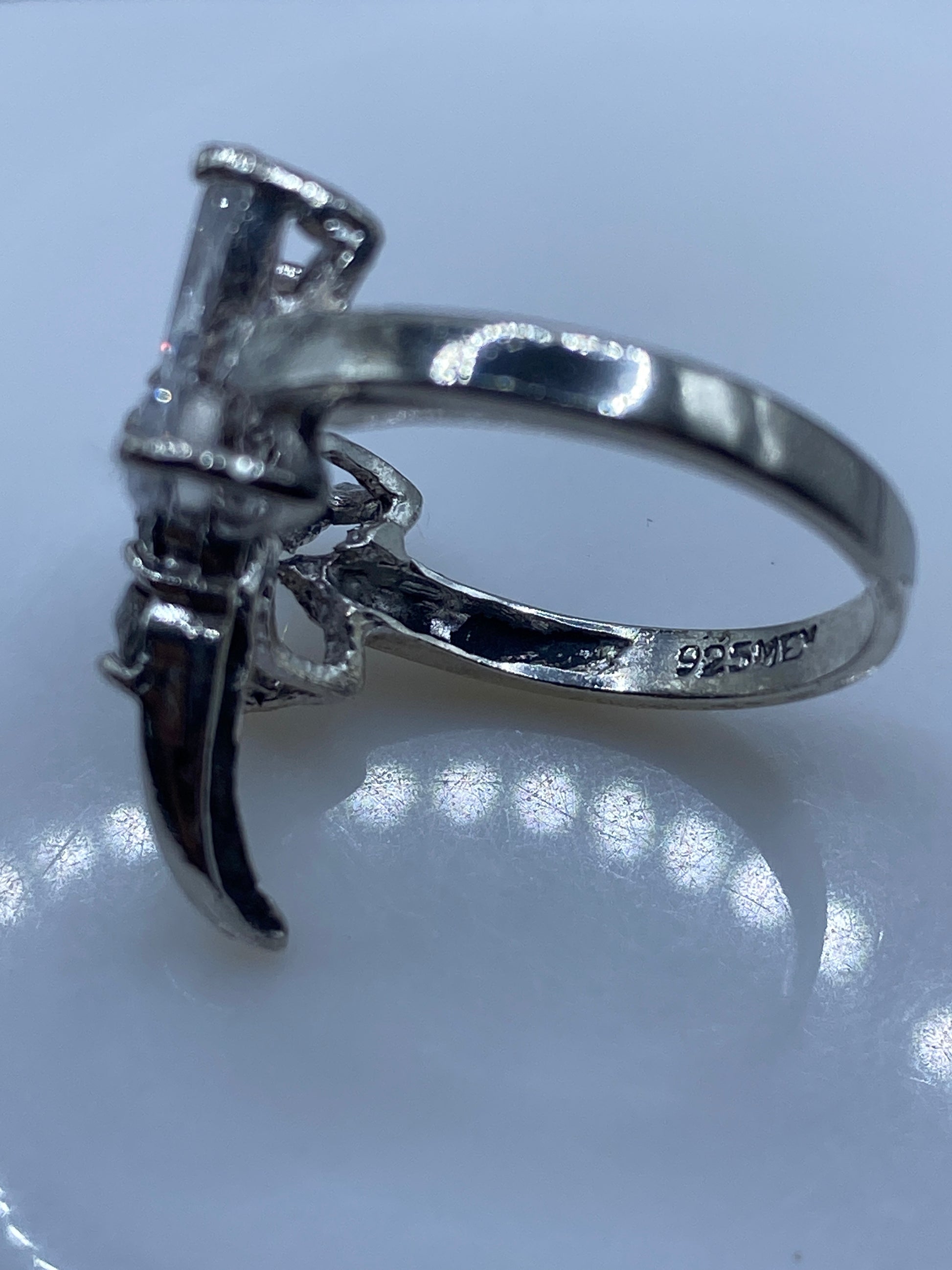 Anillo Floral Plata Circonia Blanca — Solitario Elegante — foto 5