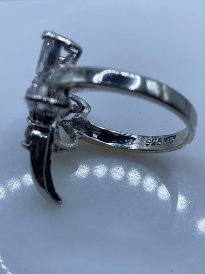 Anillo Floral Plata Circonia Blanca — Solitario Elegante — foto 5