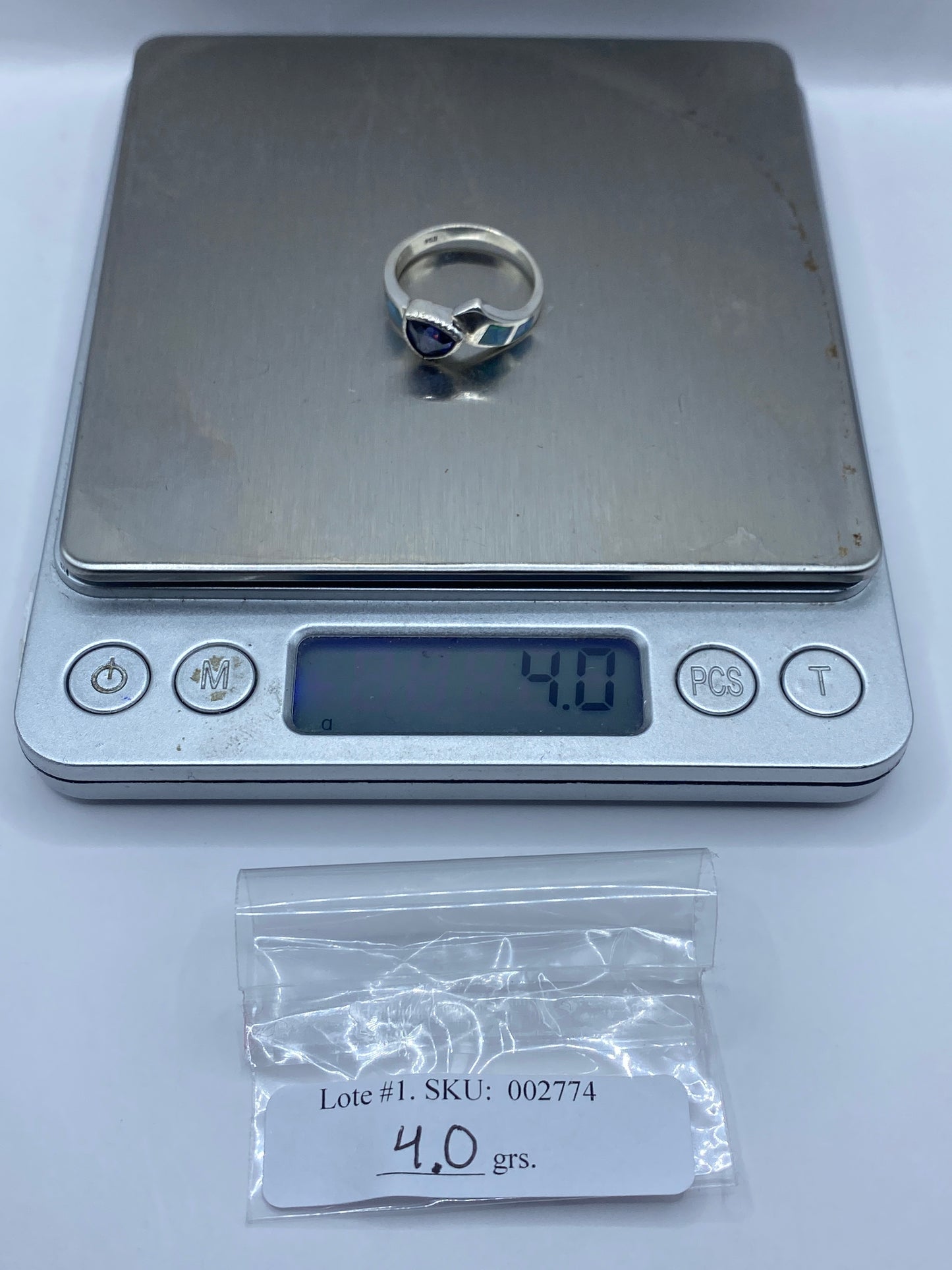Anillo de Plata Ópalo de Fuego Azul — Diseño Unisex Taxco — foto 6