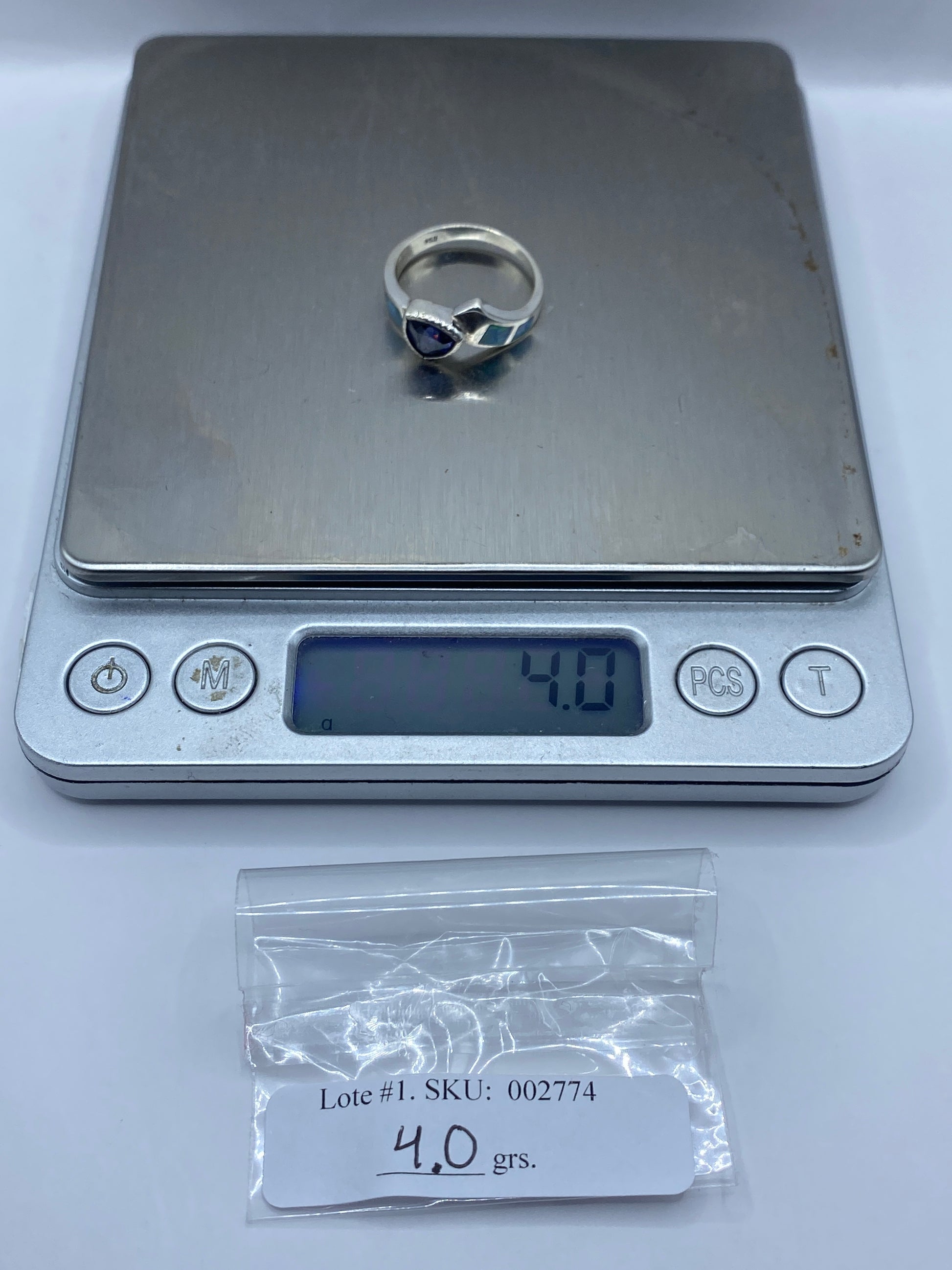 Anillo de Plata Ópalo de Fuego Azul — Diseño Unisex Taxco — foto 6