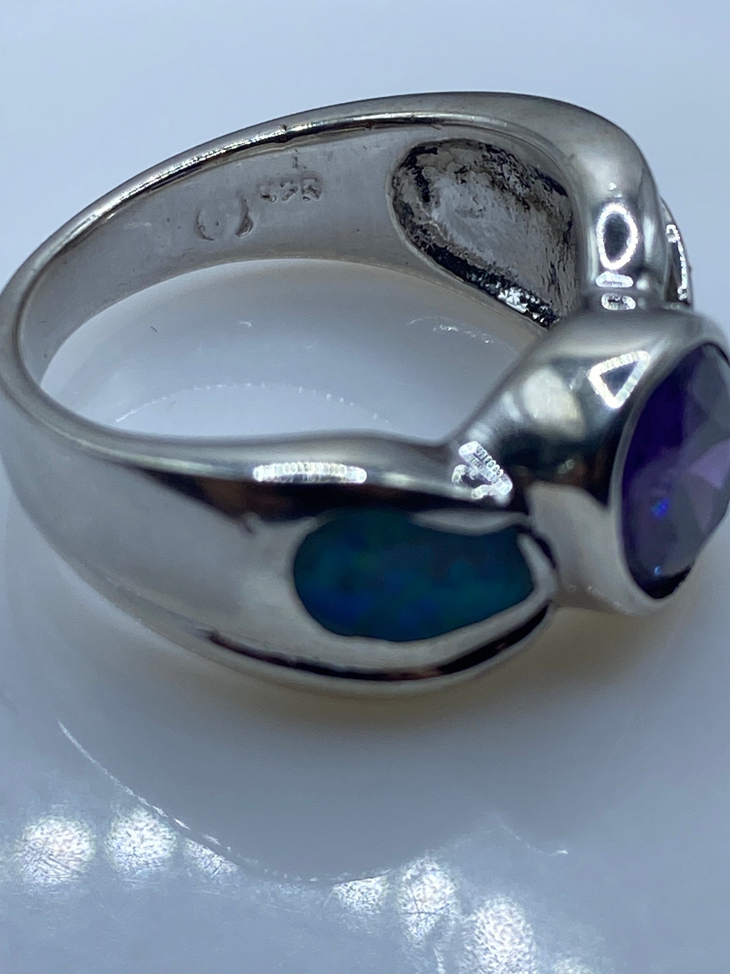 Anillo de Plata Ópalo de Fuego Multicolor — Diseño Envolvente — foto 5