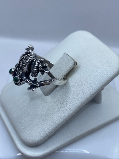 Anillo Caballos Enfrentados Plata .925 con Piedra Verde — foto 2