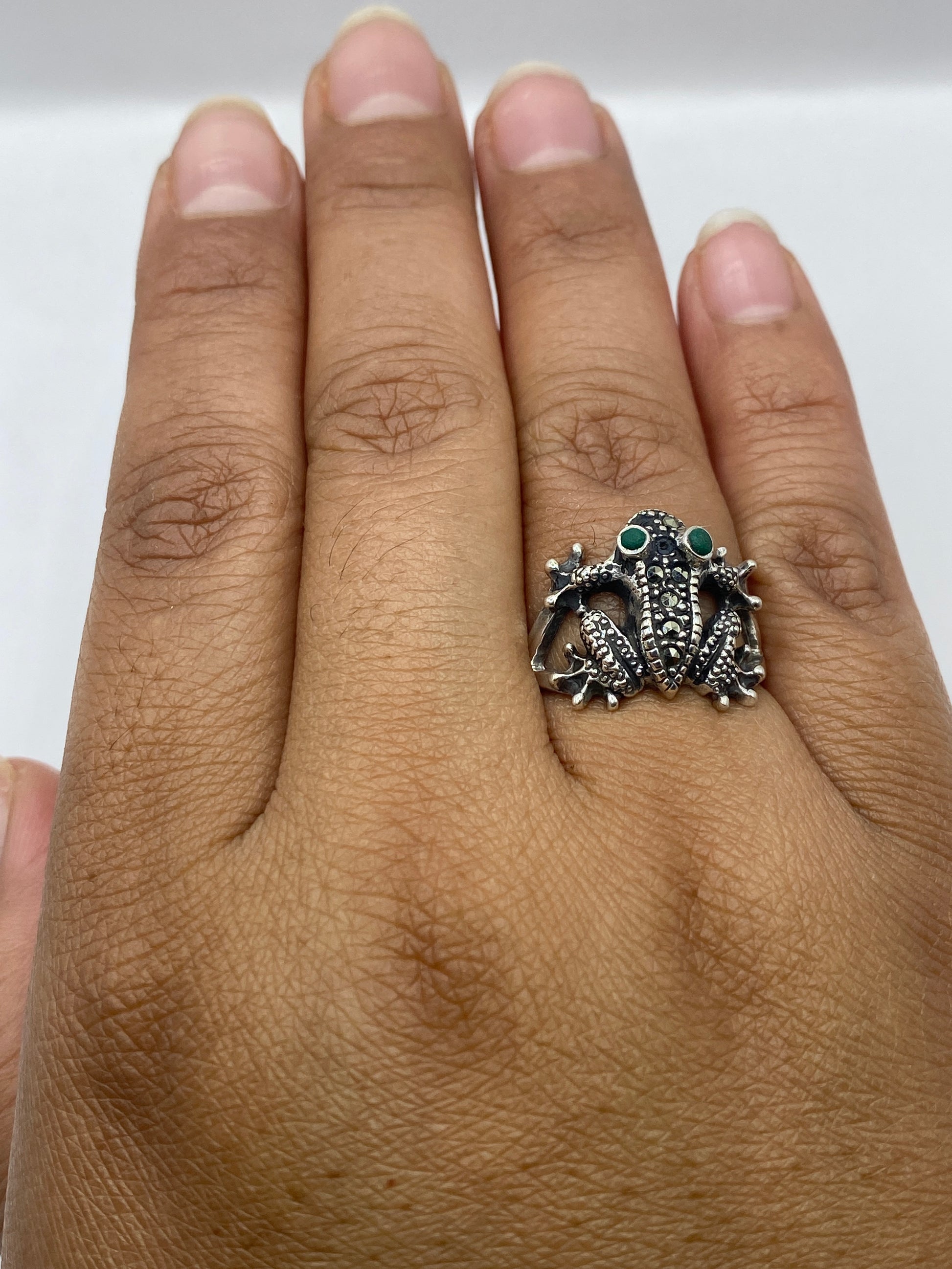 Anillo Caballos Enfrentados Plata .925 con Piedra Verde — foto 4