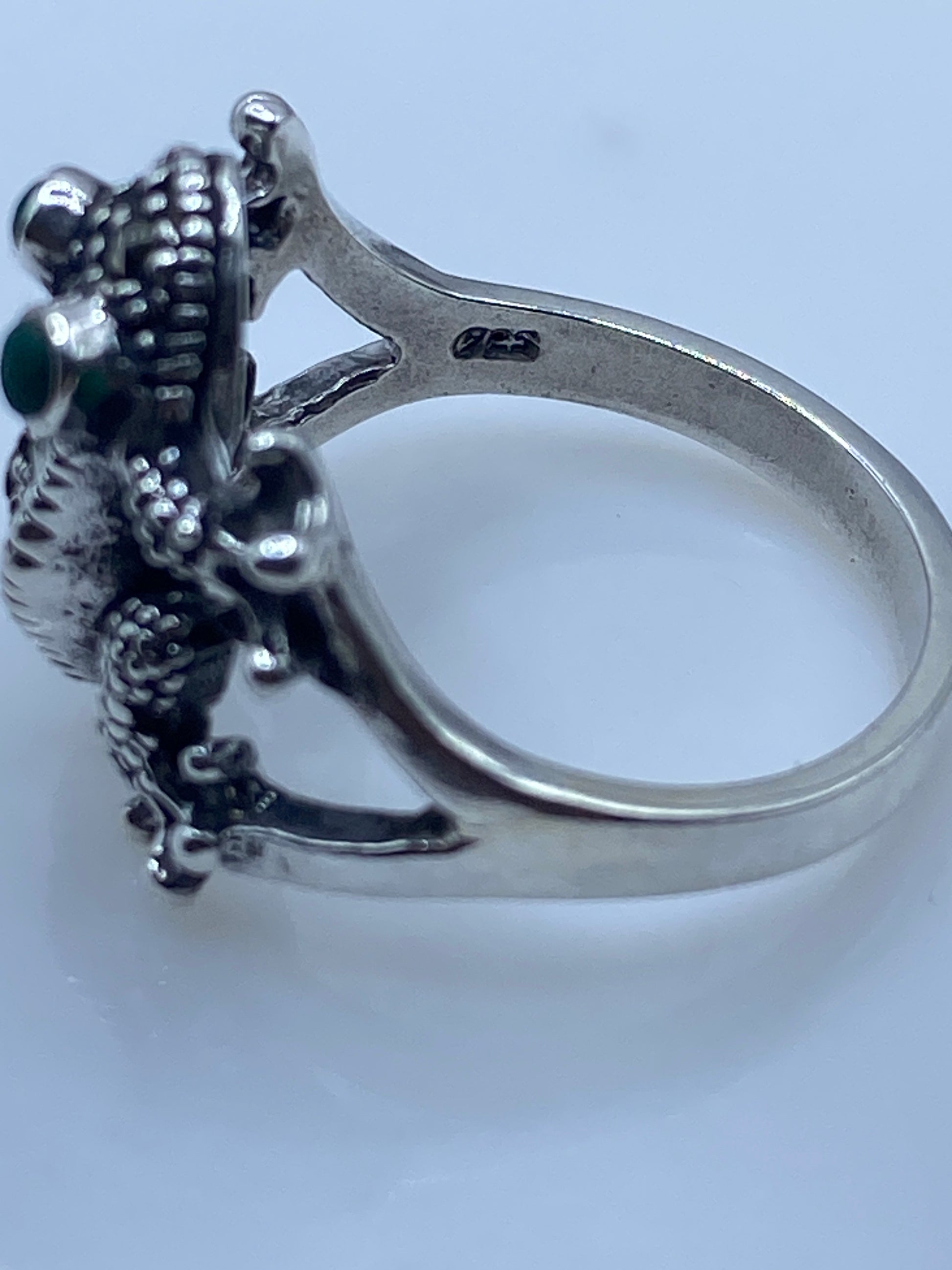 Anillo Caballos Enfrentados Plata .925 con Piedra Verde — foto 5