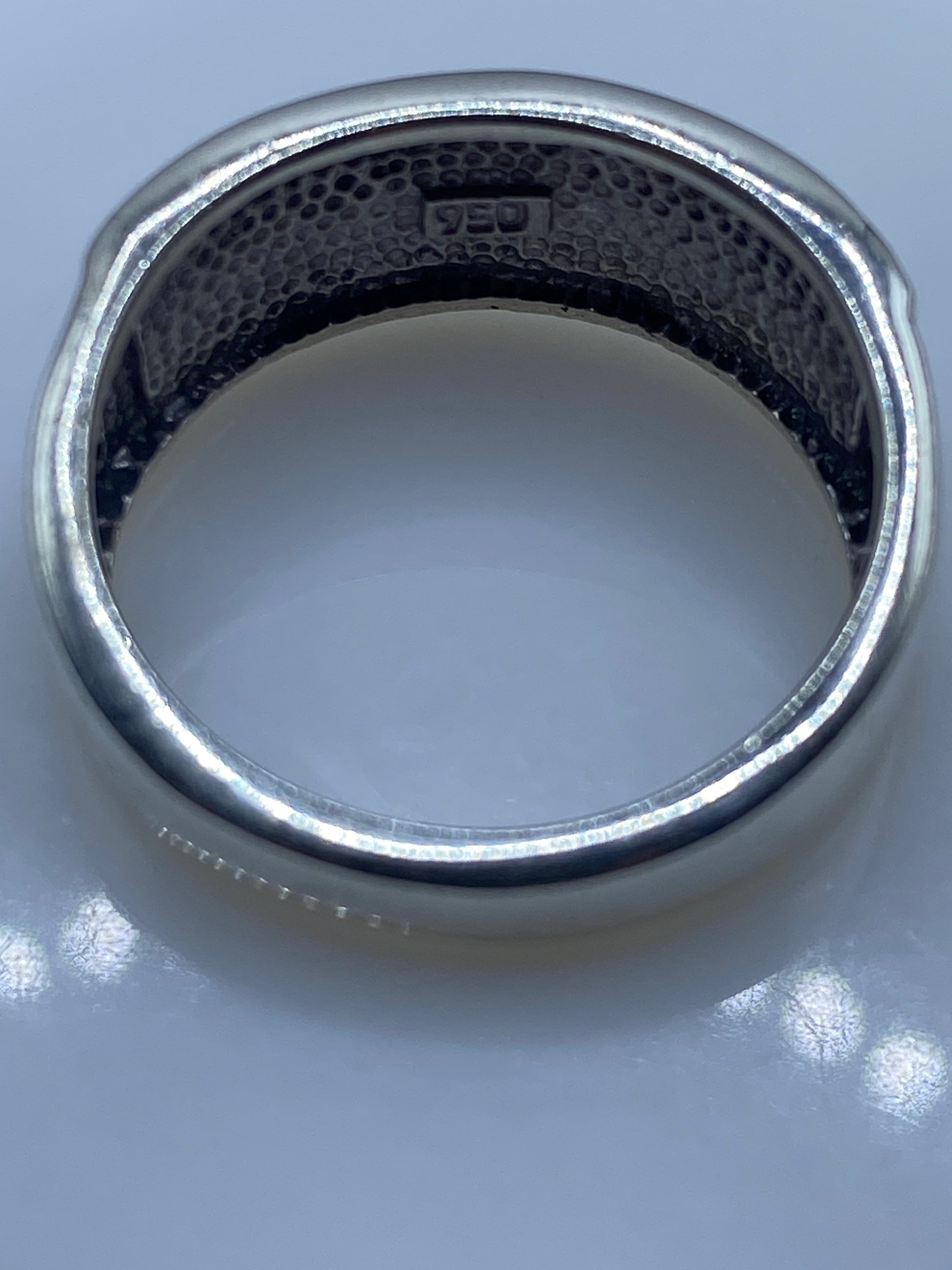 Anillo Plata .950 Ópalo de Fuego Azul — Moderno Geométrico — foto 5