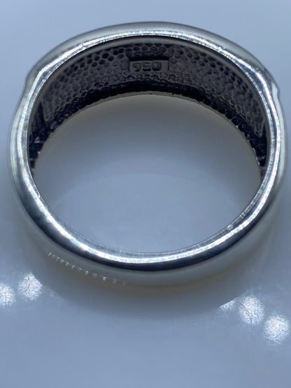 Anillo Plata .950 Ópalo de Fuego Azul — Moderno Geométrico — foto 5