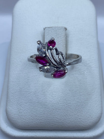 Anillo de plata solitario con circonia rosa en talla 7